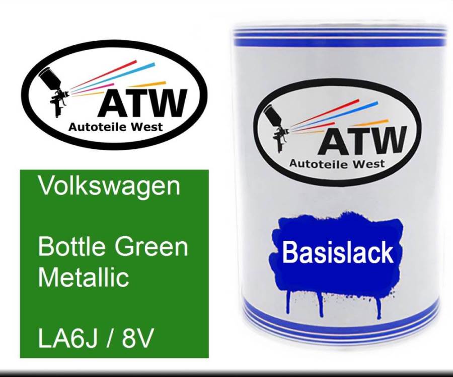 Volkswagen, Bottle Green Metallic, LA6J / 8V: 500ml Lackdose, von ATW Autoteile West.